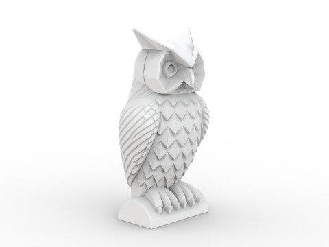 Owl Low-Poly 3D Printable 3D print model Model Cetak 3D
