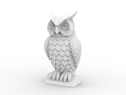 Owl Low-Poly 3D Printable 3D print model Model Cetak 3D