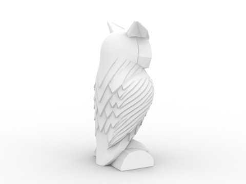 Owl Low-Poly 3D Printable 3D print model Model Cetak 3D