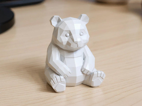 Panda Low-Poly 3D Printable 3D print model Model Cetak 3D