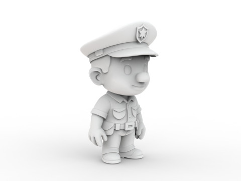 Cartoon Policeman 3D Printable 3D print model 3D Print Model