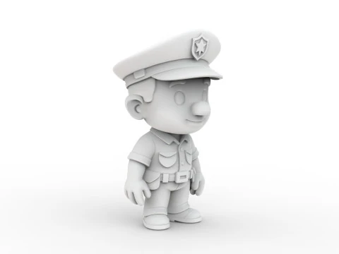 Cartoon Policeman 3D Printable 3D print model 3D Print Model