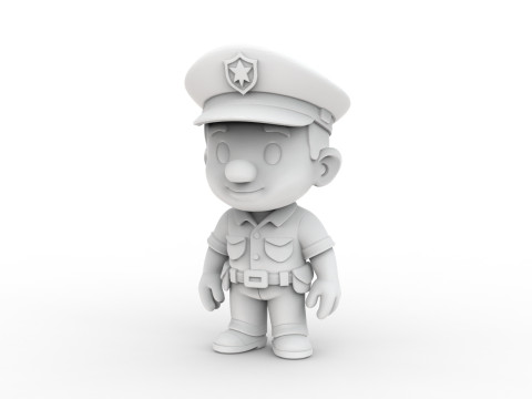 Cartoon Policeman 3D Printable 3D print model 3D Print Model
