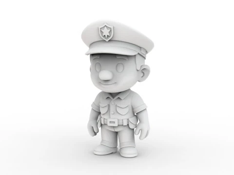 Cartoon Policeman 3D Printable 3D print model 3D Print Model