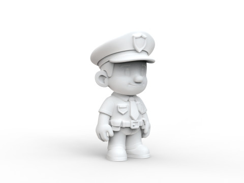 Cartoon Policeman 3D Printable 3D print model 3D 打印模型
