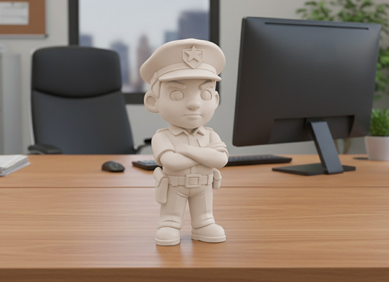 Cartoon Policeman 3D Printable 3D print model Modelo de impresión 3D .c4d .max .obj .3ds .fbx .stl .blend 