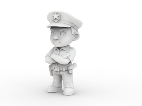 Cartoon Policeman 3D Printable 3D print model Modelo de impresión 3D