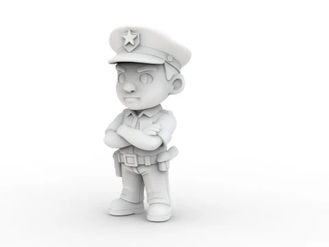 Cartoon Policeman 3D Printable 3D print model 3D Print Model