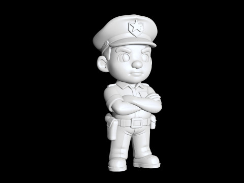 Cartoon Policeman 3D Printable 3D print model Modelo de impresión 3D