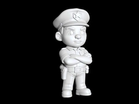 Cartoon Policeman 3D Printable 3D print model 3D Print Model