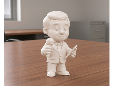 Cartoon Reporter 3D Printable 3D print model 3D printmodel