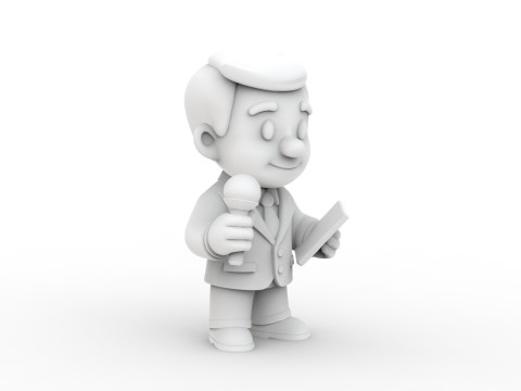 Cartoon Reporter 3D Printable 3D print model 3D Print Model