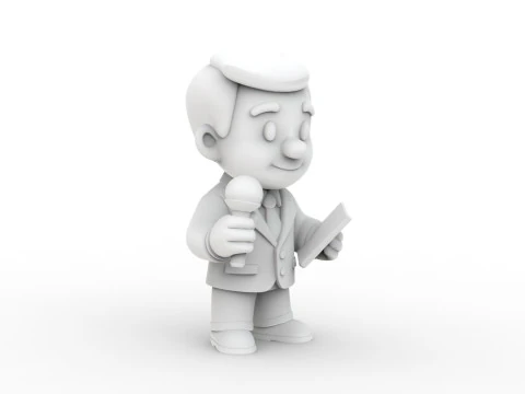Cartoon Reporter 3D Printable 3D print model 3D Print Model