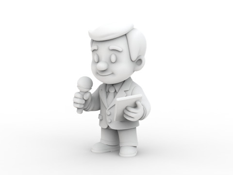Cartoon Reporter 3D Printable 3D print model 3D Print Model