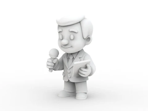 Cartoon Reporter 3D Printable 3D print model 3D Print Model