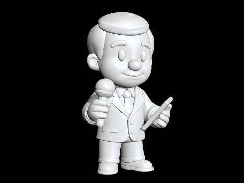 Cartoon Reporter 3D Printable 3D print model 3D Print Model