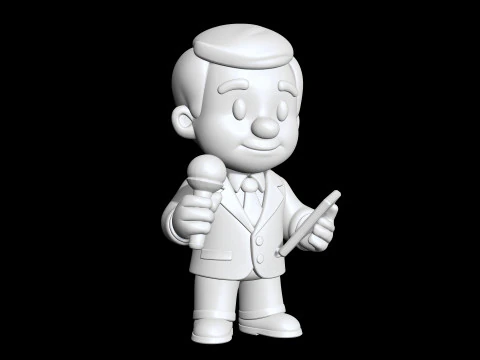 Cartoon Reporter 3D Printable 3D print model 3D Print Model