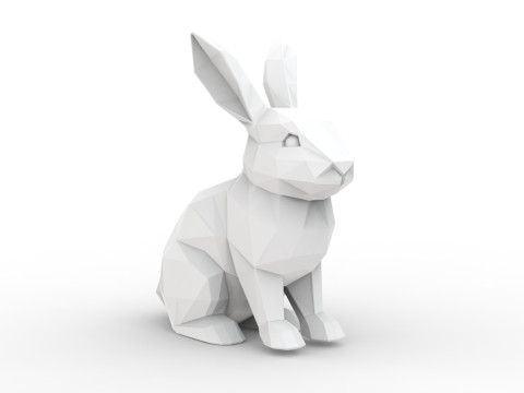 Low-Poly Rabbit 3D Printable 3D print model 3Dプリントモデル