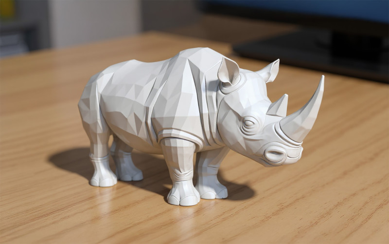 Low-Poly Rhino 3D Printable 3D print model Modelo de Impressão 3D .c4d .max .obj .3ds .fbx .stl .blend 