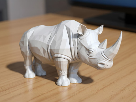 Low-Poly Rhino 3D Printable 3D print model 3D 打印模型