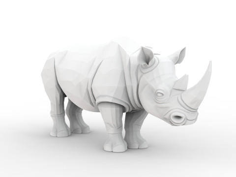 Low-Poly Rhino 3D Printable 3D print model Modelo de Impressão 3D