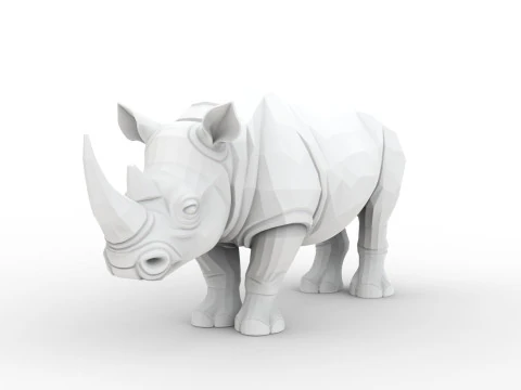 Low-Poly Rhino 3D Printable 3D print model 3D Print Model