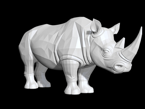 Low-Poly Rhino 3D Printable 3D print model Modelo de Impressão 3D