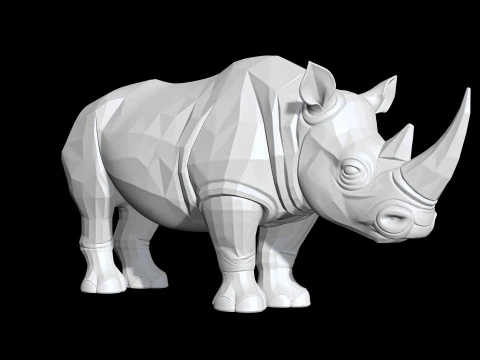 Low-Poly Rhino 3D Printable 3D print model 3D Print Model