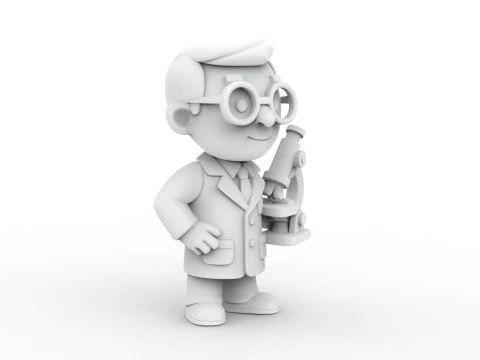 Scientist with Microscope 3D Printable 3D print model 3D Print Model