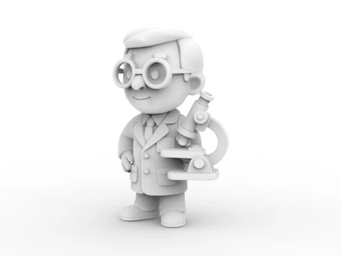 Scientist with Microscope 3D Printable 3D print model 3D Print Model