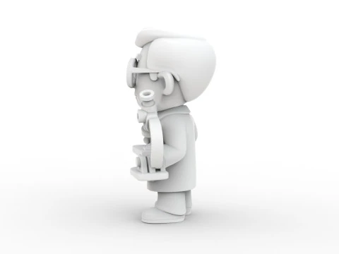 Scientist with Microscope 3D Printable 3D print model 3D Print Model