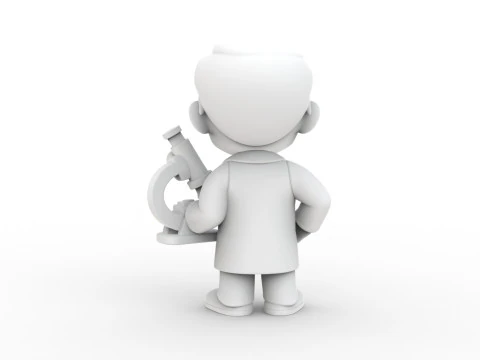 Scientist with Microscope 3D Printable 3D print model 3D Print Model