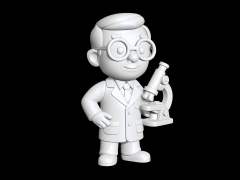 Scientist with Microscope 3D Printable 3D print model 3D Print Model
