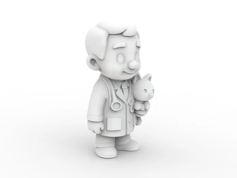 Cartoon Veterinarian 3D Printable 3D print model 3D Print Model