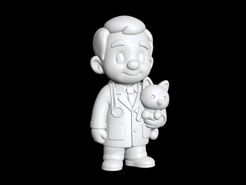 Cartoon Veterinarian 3D Printable 3D print model 3D Print Model