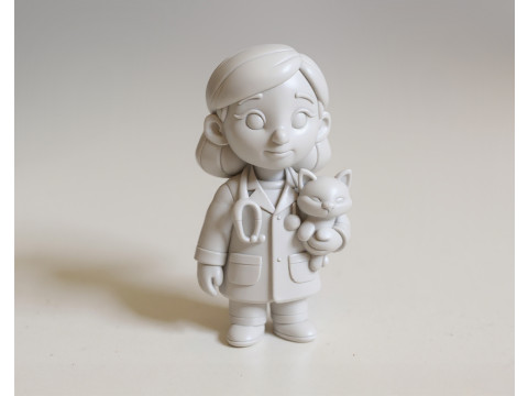 Cartoon Veterinarian 3D Printable 3D print model Modello di stampa 3D