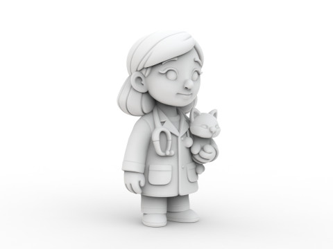 Cartoon Veterinarian 3D Printable 3D print model Modello di stampa 3D