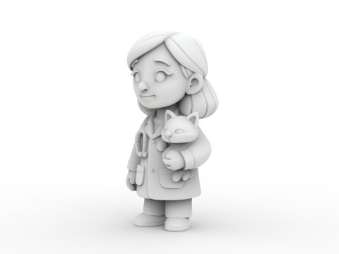 Cartoon Veterinarian 3D Printable 3D print model Modello di stampa 3D