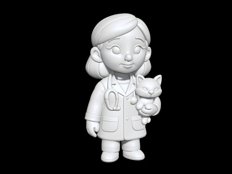 Cartoon Veterinarian 3D Printable 3D print model Modello di stampa 3D