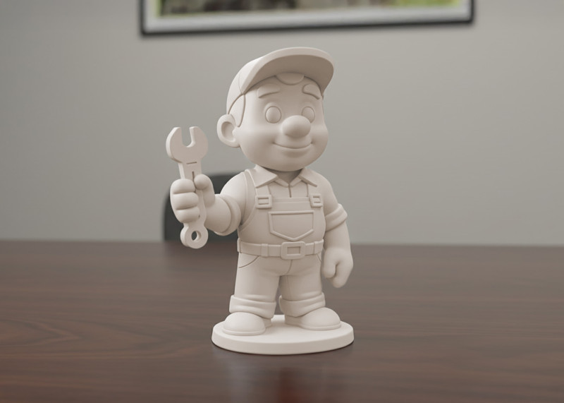 Cartoon Mechanic 3D Printable 3D print model Modelo de Impressão 3D .c4d .max .obj .3ds .fbx .stl .blend 