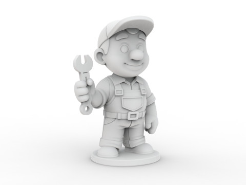 Cartoon Mechanic 3D Printable 3D print model Modelo de Impressão 3D