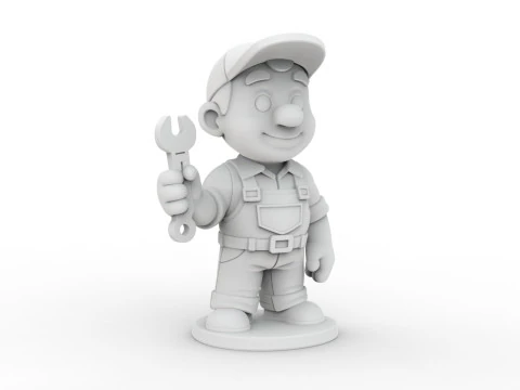 Cartoon Mechanic 3D Printable 3D print model 3D Print Model