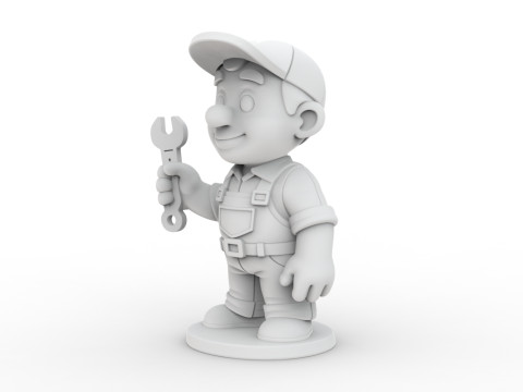 Cartoon Mechanic 3D Printable 3D print model Modelo de Impressão 3D