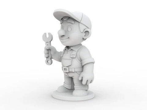 Cartoon Mechanic 3D Printable 3D print model 3D Print Model