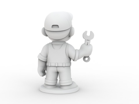 Cartoon Mechanic 3D Printable 3D print model Modelo de Impressão 3D
