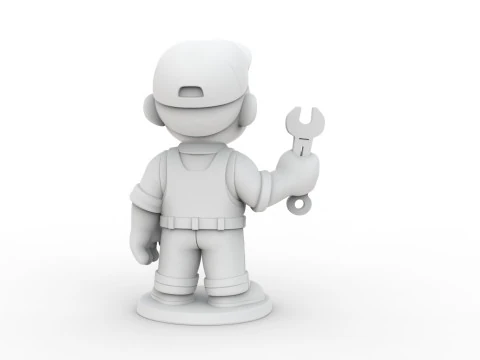 Cartoon Mechanic 3D Printable 3D print model 3D Print Model