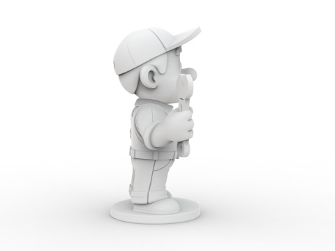 Cartoon Mechanic 3D Printable 3D print model Modelo de Impressão 3D