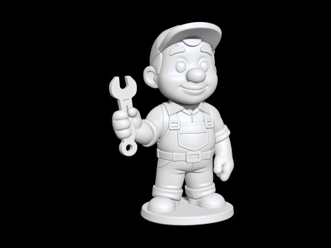 Cartoon Mechanic 3D Printable 3D print model Modelo de Impressão 3D