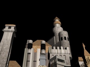 medieval castle with dock and church for games 3D Model