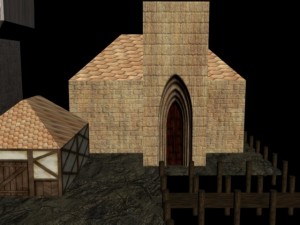medieval castle with dock and church for games 3D Model